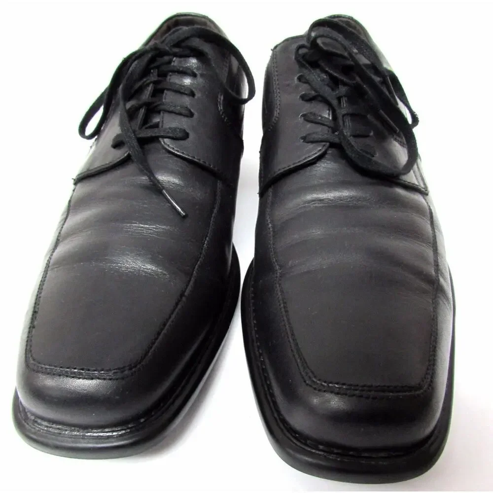 Johnston & Murphy Sheep skin men's size 9.5 M black leather shoes dress oxford